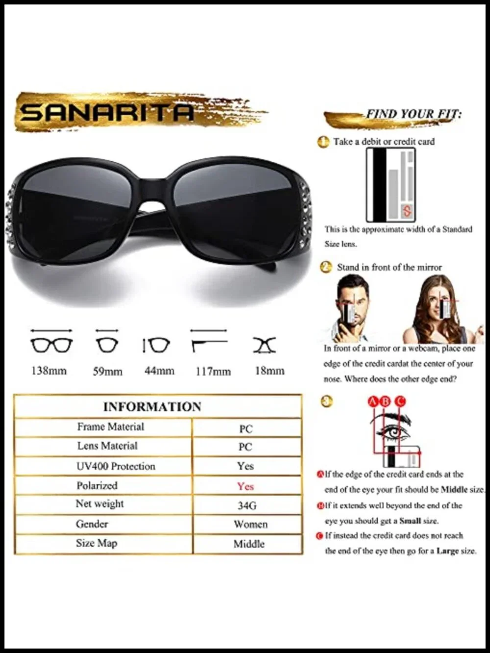 Polarized Oval Rhinestone Bling Sunglasses for Women UV Protection